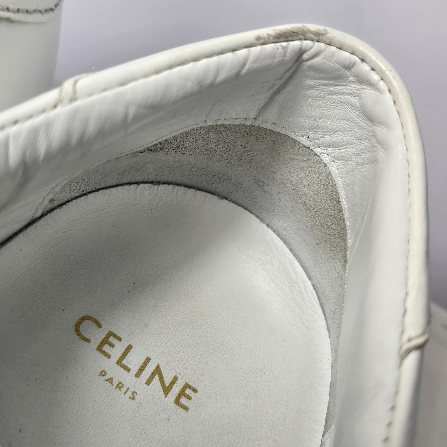 Celine Triomphe Lace-up Sneakers - White, Size 38