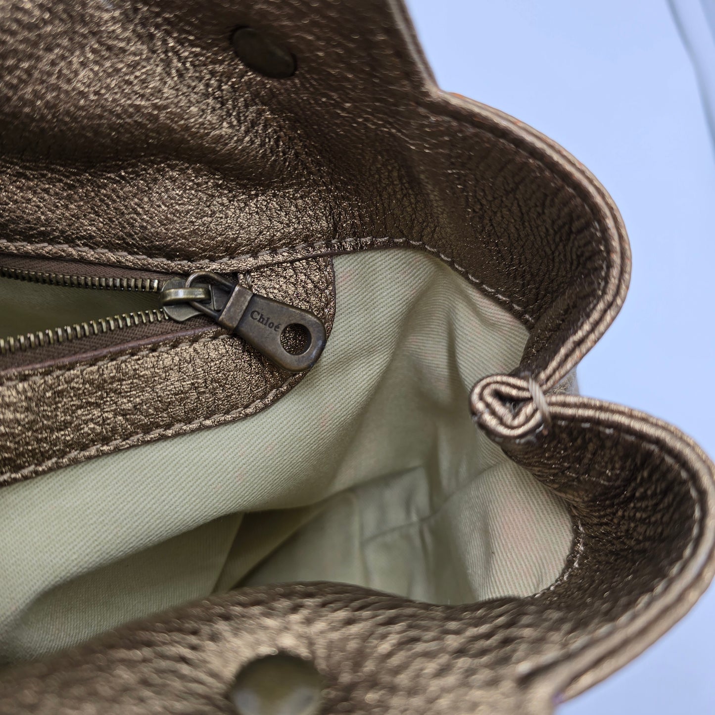 Chloe Grain Leather Mitallic Bronze Silverado Hand Bag