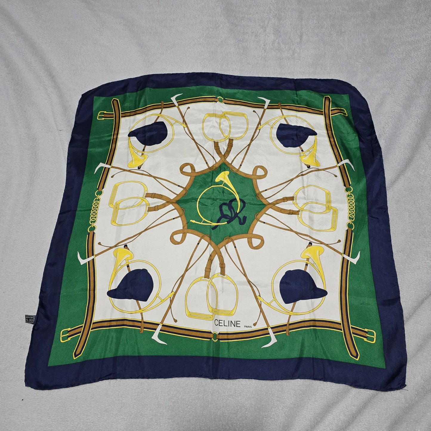 Céline Silk Scarf – Green Classic Equestrian Design