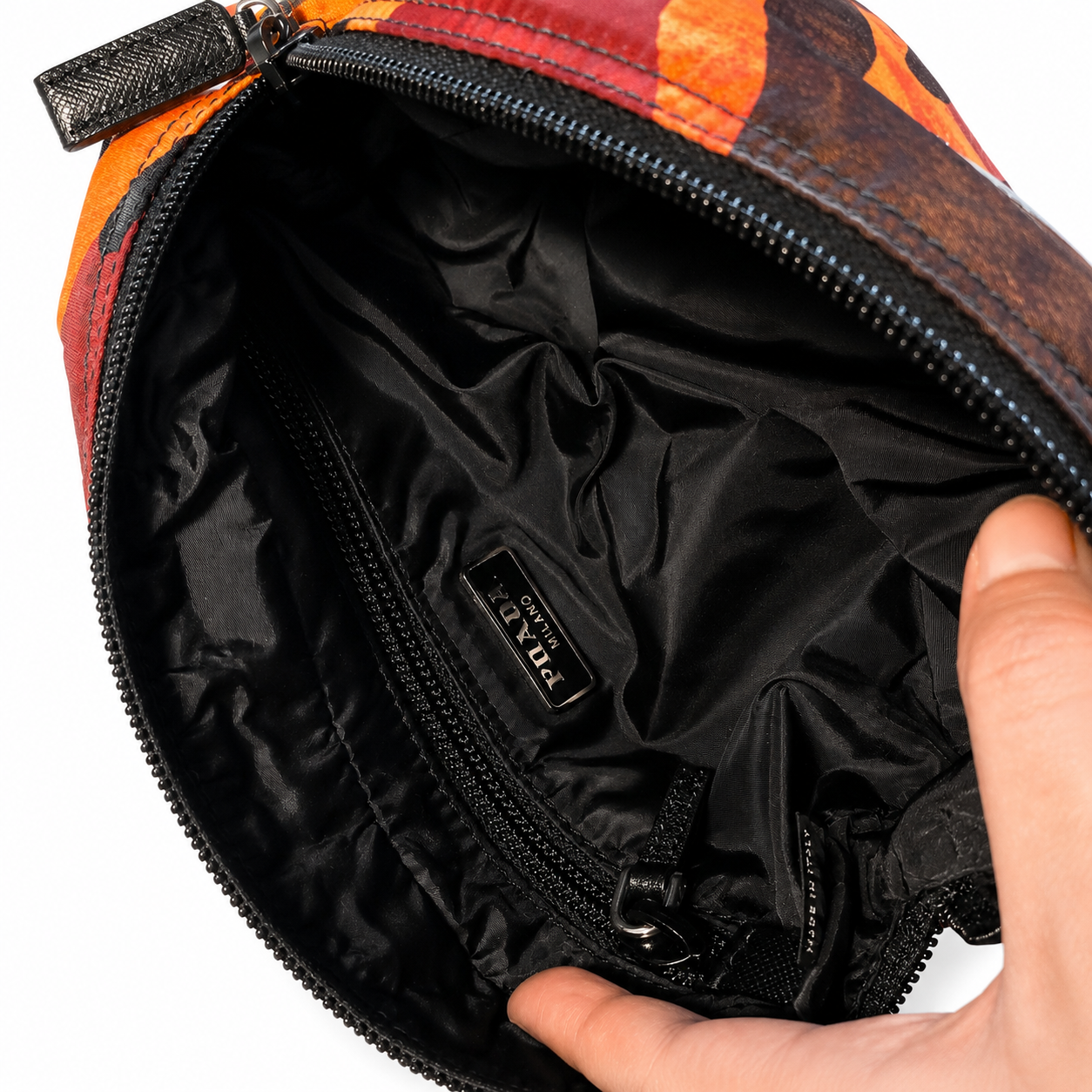 Prada Orange Camouflage Nylon Cosmetic Pouch